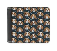 Novastar Portafoglio sottile da uomo in pelle - Carino Beagle Print Piccolo Sottile Bifold Tasca Frontale Porta Carte Portafoglio