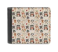 Novastar Portafoglio sottile da uomo, in pelle, con stampa di cuccioli carini, piccolo e sottile, con tasca frontale