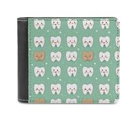 Novastar Portafoglio sottile da uomo in pelle, con stampa di denti carini, piccolo e sottile, con tasca frontale