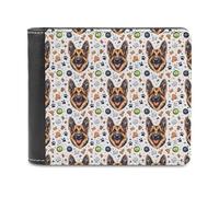 Novastar Portafoglio sottile da uomo, in pelle, con stampa di pastore tedesco, piccolo e sottile, con tasca frontale