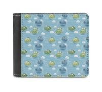 Novastar Portafoglio sottile da uomo, in pelle, con stampa ippopotamo, piccolo e sottile, con tasca frontale