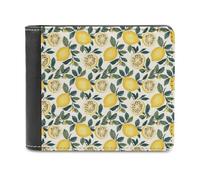 Novastar Portafoglio sottile da uomo in pelle - Limone foglia albero 1 stampa piccolo sottile bifold tasca frontale portafoglio porta carte