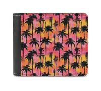 Novastar Portafoglio sottile da uomo in pelle - Paesaggio tropicale Silhouette Stampa Piccolo Sottile Bifold Tasca Frontale Portafoglio Porta Carte
