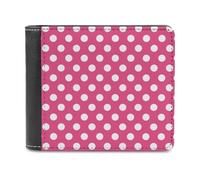 Novastar Portafoglio sottile da uomo in pelle - rosa caldo stampa a pois C piccolo sottile doppio tasca frontale porta carte portafoglio