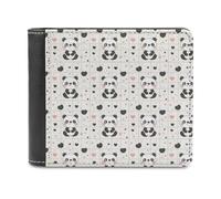 Novastar Portafoglio sottile da uomo in pelle - Simpatico panda con stampa a cuore piccolo sottile bifold tasca frontale portafoglio porta carte