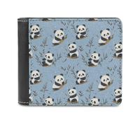 Novastar Portafoglio sottile da uomo in pelle - Simpatico panda stampa piccolo sottile bifold tasca frontale portafoglio porta carte