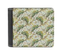 Novastar Portafoglio sottile da uomo in pelle - stampa camaleonte verde piccolo sottile bifold tasca frontale portafoglio porta carte