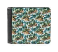 Novastar Portafoglio sottile da uomo in pelle - stampa isola hawaiana tropicale piccolo sottile bifold tasca frontale portafoglio porta carte