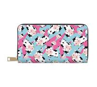 Novastar Portafoglio sottile in pelle per donne e uomini, classico e divertente, con mucca che mangia erba, portafoglio per donne e uomini, con cerniera