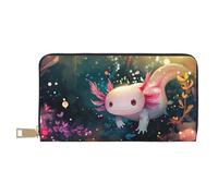 Novastar Portafoglio sottile in pelle per donne e uomini, stravagante Axolotl Fantasy portafoglio per carte da uomo donna con cerniera