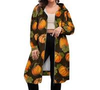 Novastar Pumpkin Maple Falling Leaves - Felpa con cappuccio da donna a maniche lunghe, con zip, Stile-17, S