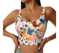 Novastar Reggiseni sportivi da donna, ad alto sostegno, carini polli che corrono crop allenamento canotta da donna, Nero, XL