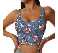 Novastar Reggiseni sportivi da donna, ad alto sostegno, con bandiera degli Stati Uniti, per corsa, allenamento, canottiera da donna, Nero, S