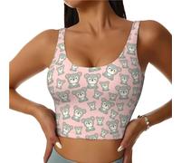 Novastar Reggiseni sportivi da donna, ad alto sostegno, con stampa di orso carino, rosa, per corsa, allenamento, canotta da donna, Nero, M