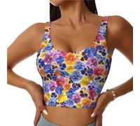 Novastar Reggiseni sportivi da donna, ad alto sostegno, da giardino, tricolore, viola del pensiero del pensiero, per corsa, allenamento, canotta da donna, Nero, S