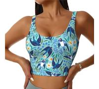 Novastar Reggiseno sportivo da donna, ad alto sostegno, con rondini volanti e fiori, per corsa, allenamento, canotta da donna, nero, L