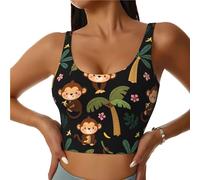 Novastar Reggiseno sportivo da donna, ad alto sostegno, con scimmie che oscillano dai palmi delle mani, per corsa, allenamento, canotta da donna, Nero, XL