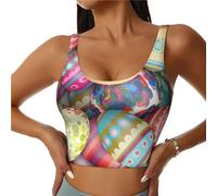 Novastar Reggiseno sportivo da donna, ad alto sostegno, con uova di Pasqua, per corsa, allenamento, canotta da donna, Nero, L