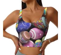 Novastar Reggiseno sportivo da donna, ad alto sostegno, con uova di Pasqua, per corsa, allenamento, canotta da donna, Nero, XL