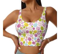 Novastar Reggiseno sportivo da donna, ad alto sostegno, con uova di Pasqua, per corsa, allenamento, canotta da donna, nero, S
