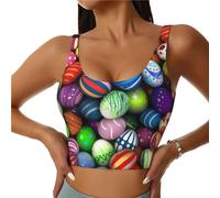 Novastar Reggiseno sportivo da donna, ad alto sostegno, Easter Eggs2, per corsa, allenamento, canotta da donna, Nero, S