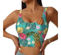 Novastar Reggiseno sportivo da donna in stile hawaiano, da corsa, da allenamento da donna, nero/bianco, S