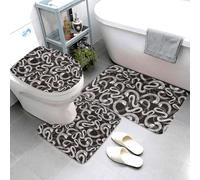 Novastar Set di 3 tappeti da bagno con motivo astratto minimalista serpente bianco, lavabili, a forma di U, tappetino per il contorno del WC, tappetino morbido e assorbente, tappetino da bagno per