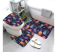 Novastar Set di 3 tappeti da bagno lavabili a forma di U con polipo, morbidi e assorbenti, per vasca da bagno e WC