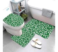 Novastar Set di 3 tappeti da bagno lavabili con simbolo verde del Pi, copriwater a forma di U, tappetino per contorno, morbidi tappetini da doccia assorbenti per vasca da bagno e WC