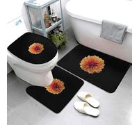 Novastar Set di 3 tappetini da bagno lavabili a forma di U, tappetini da bagno arancioni Dalia, tappetino per il contorno del WC, morbidi e assorbenti, tappetini da doccia per vasca da bagno e WC