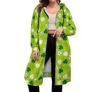 Novastar St Patrick'S Day Green - Felpa con cappuccio da donna a maniche lunghe con cerniera, abbigliamento casual con tasche, Stile 21., XX-Large