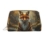 Novastar Streamside - Grande trousse da viaggio in pelle di PVC con volpe meditata, borsa per cosmetici da donna, con cerniera, portatile, per la cura della pelle