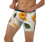 Novastar Sunny Yellow Sunflower - Pantaloncini da uomo lunghi da uomo con fascia elastica, nero/bianco, S