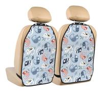 Novastar Tappetini per auto con organizer per sedile posteriore, confezione da 2 pezzi, graziosi camaleonti su blu, impermeabili, organizer per sedile posteriore, protezione regolabile per sedile