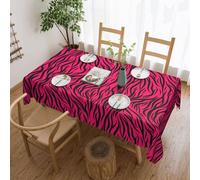 Novastar Tovaglia rettangolare 137 x 182 cm, alla moda, stampa zebrata rossa e rosa, protezione per tavolo da picnic, bordo ondulato, quadrata, in tessuto impermeabile, per esterni, per sala da pranzo