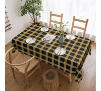 Novastar Tovaglia rettangolare 137 x 182 cm, con stampa a griglia dorata, protezione per tavolo da picnic, bordo ondulato, quadrata, in tessuto impermeabile, per esterni, per sala da pranzo, feste e