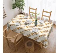 Novastar Tovaglia rettangolare 137 x 182 cm, con stampa a tromba dorata, protezione per tavolo da picnic, bordo ondulato, quadrata, in tessuto impermeabile, per esterni, per sala da pranzo, feste e
