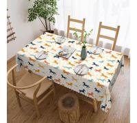Novastar Tovaglia rettangolare 137 x 182 cm, con stampa di cavalli colorati e alla moda, protezione per tavolo da picnic, bordo ondulato, quadrata, in tessuto impermeabile, per esterni, per sala da