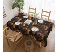 Novastar Tovaglia rettangolare 137 x 182 cm, con stampa di tigre dorata, protezione per tavolo da picnic, bordo ondulato, quadrata, in tessuto impermeabile, per esterni, per sala da pranzo, feste e