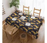 Novastar Tovaglia rettangolare 137 x 182 cm, con stampa tigre dorata, protezione per tavolo da picnic, bordo ondulato, quadrata, in tessuto impermeabile, per esterni, per sala da pranzo, feste e