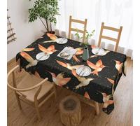 Novastar Tovaglia rettangolare 137 x 182 cm, elegante stampa dorata con uccellini e uccelli, protezione per tavolo da picnic, bordo ondulato, quadrata, in tessuto impermeabile, per esterni, per sala