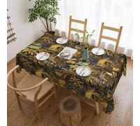 Novastar Tovaglia rettangolare 137 x 182 cm, motivo cabina dorata hawaiana, protezione per tavolo da picnic, protezione per tavolo da picnic, bordo ondulato, impermeabile, in tessuto impermeabile, per