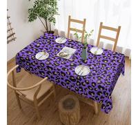 Novastar Tovaglia rettangolare 137 x 182 cm, stampa leopardata viola, alla moda, protezione per tavolo da picnic, bordo ondulato, quadrata, in tessuto impermeabile, per esterni, per sala da pranzo