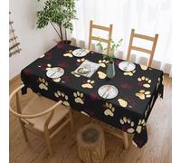 Novastar Tovaglia rettangolare 137 x 183 cm, con stampa dorata e zampa di cane, protezione per tavolo da picnic, bordo ondulato, quadrata, in tessuto impermeabile, per esterni, per sala da pranzo