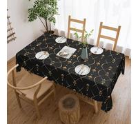 Novastar Tovaglia rettangolare 137 x 183 cm, stampa retrò dorata, tovaglia da picnic con bordo ondulato, quadrata, in tessuto impermeabile, per esterni, per sala da pranzo, feste e buffet