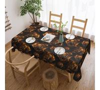 Novastar Tovaglia rettangolare 137 x 183 cm, stampa tigre dorata scura, protezione per tavolo da picnic, bordo ondulato, quadrata, in tessuto impermeabile, per esterni, per sala da pranzo, feste e