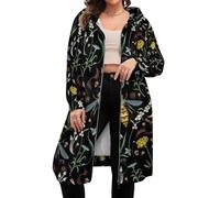 Novastar Wasp And Florals - Felpa con cappuccio da donna a maniche lunghe, con zip, Stile-38, XL