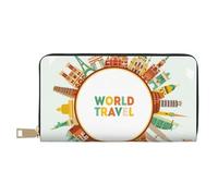 Novastar World Travel3 - Portafoglio sottile in pelle per donne e uomini, con cerniera