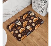 Novastar Zerbino per porta d'ingresso, per interni ed esterni, con stampa di caffè e pane, tappetino da cucina per pavimento, lavabile e sottile, adatto sotto la porta, tappetino da bagno per bagno