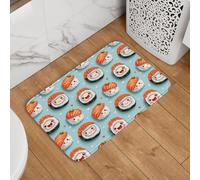 Novastar Zerbino per porta d'ingresso, per interni ed esterni, con stampa di sushi e salmoni, per pavimenti, lavabile, sottile, adatto sotto la porta, tappetino da bagno per bagno, 40,6 x 61 cm